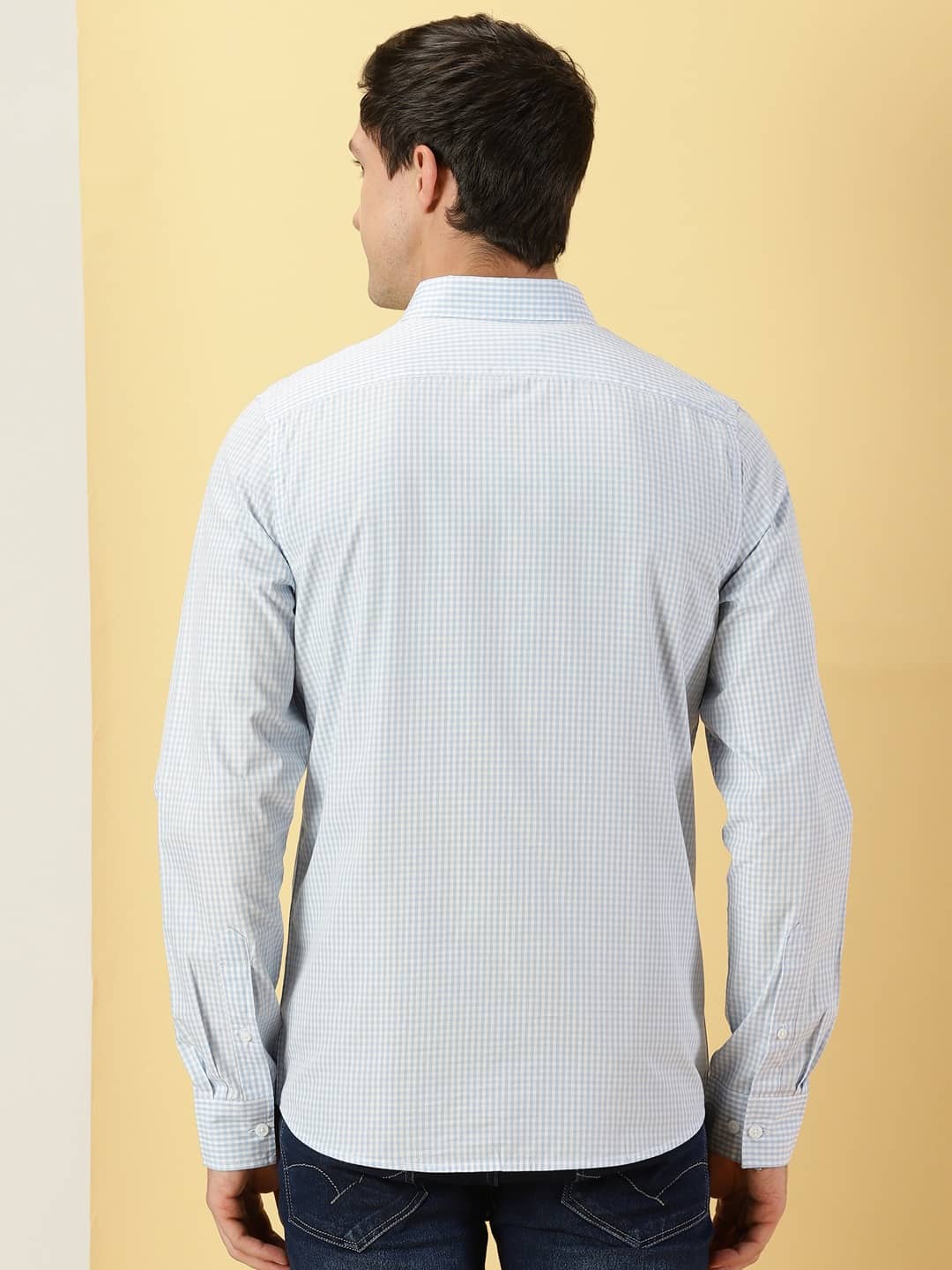 Thomas Scott Men Micro Checks Classic Slim Fit Cotton Casual Shirt
