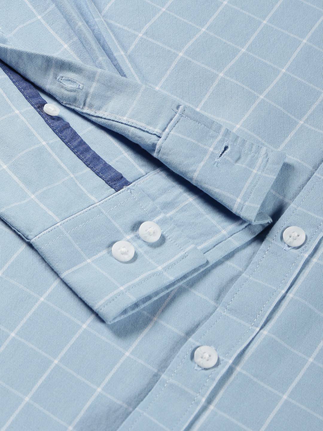 Thomas Scott Men Windowpane Checks Classic Slim Fit Cotton Casual Shirt
