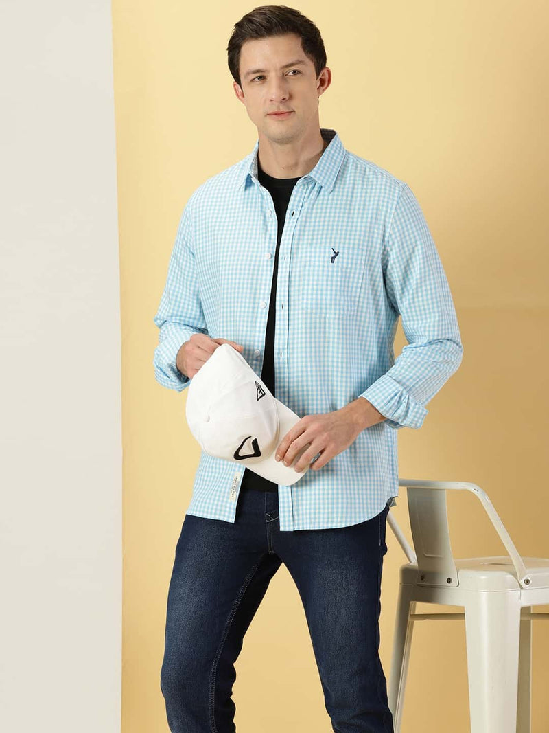 Thomas Scott Men Classic Slim Fit Checked Pure Cotton Casual Shirt