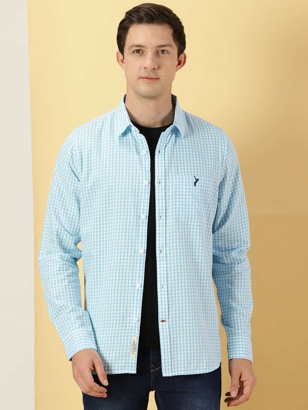 Thomas Scott Men Classic Slim Fit Checked Pure Cotton Casual Shirt
