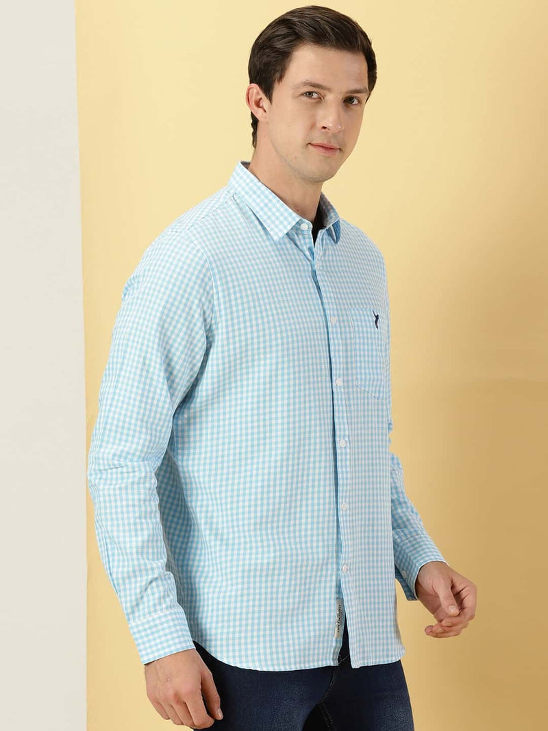 Thomas Scott Men Classic Slim Fit Checked Pure Cotton Casual Shirt
