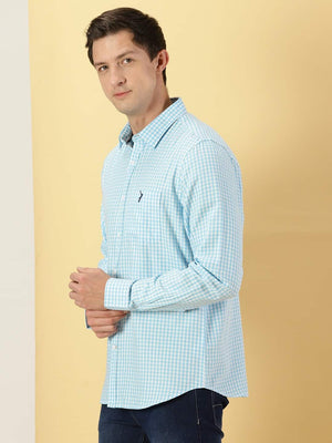 Thomas Scott Men Classic Slim Fit Checked Pure Cotton Casual Shirt
