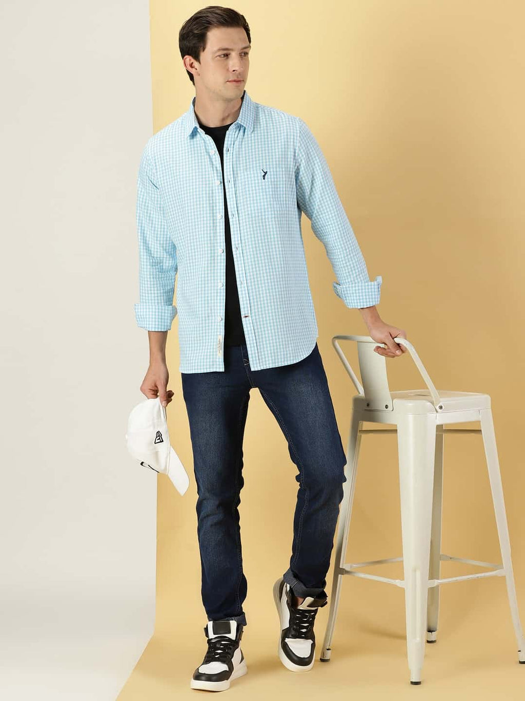 Thomas Scott Men Classic Slim Fit Checked Pure Cotton Casual Shirt