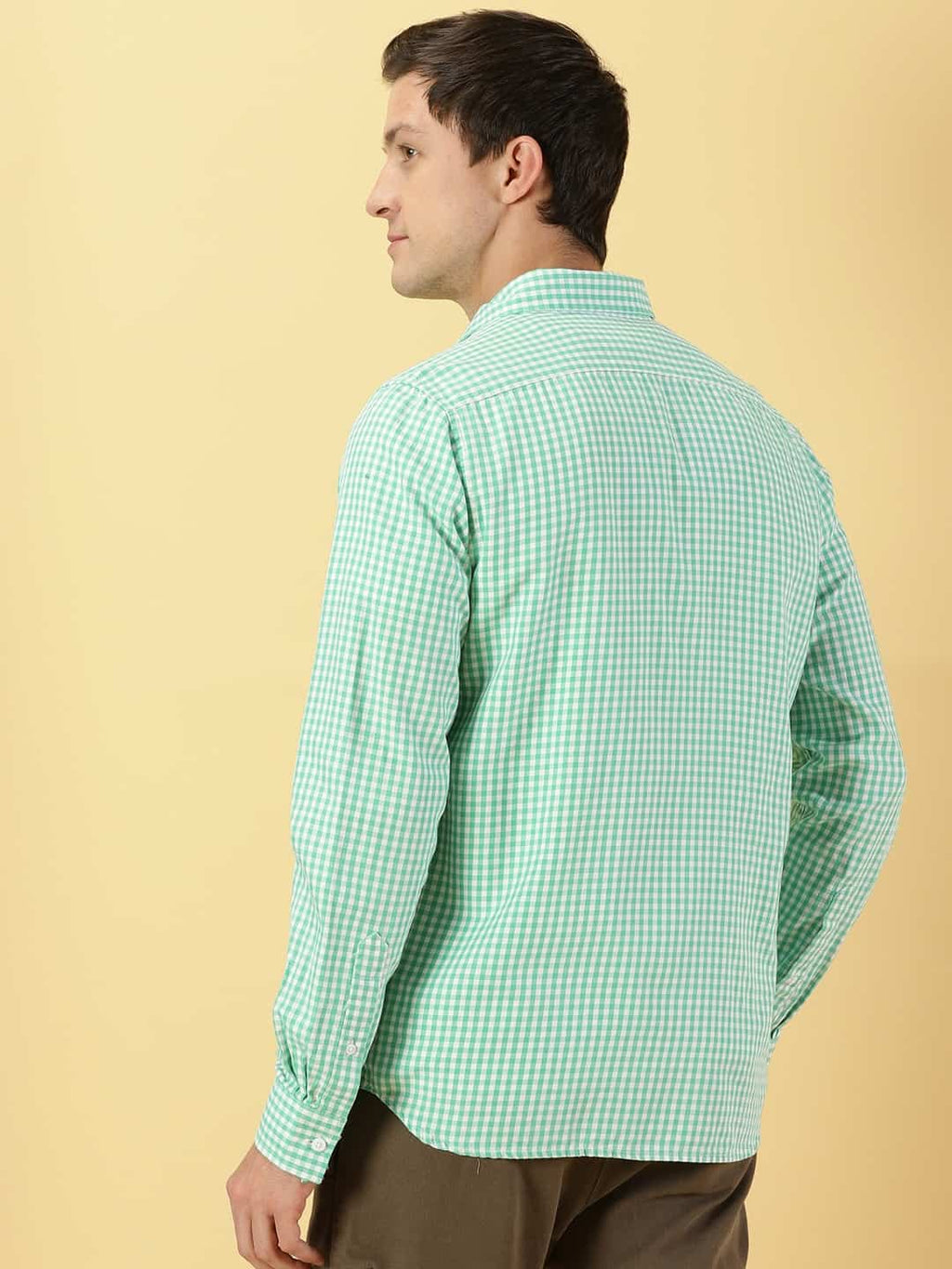 Thomas Scott Men Micro Checks Classic Slim Fit Cotton Casual Shirt