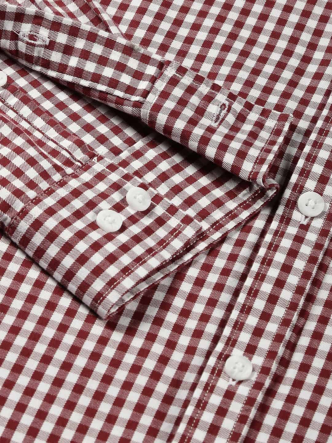 Thomas Scott Men Classic Slim Fit Gingham Checked Pure Cotton Casual Shirt
