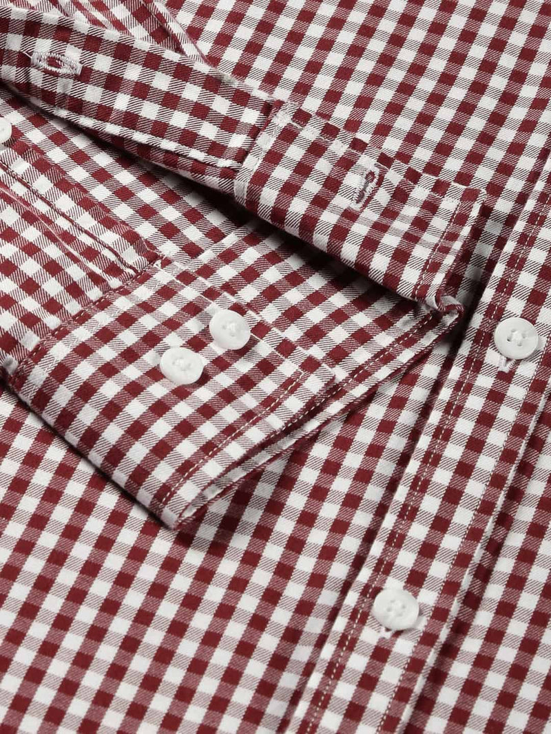 Thomas Scott Men Classic Slim Fit Gingham Checked Pure Cotton Casual Shirt