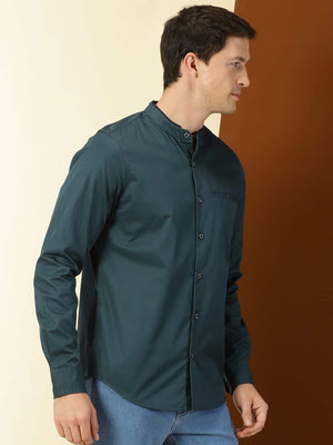 Thomas Scott Men Classic Slim Fit Mandarin Collar Cotton Casual Shirt
