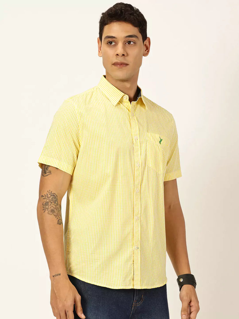 Thomas Scott Men Standard Slim Fit Checked Pure Cotton Casual Shirt