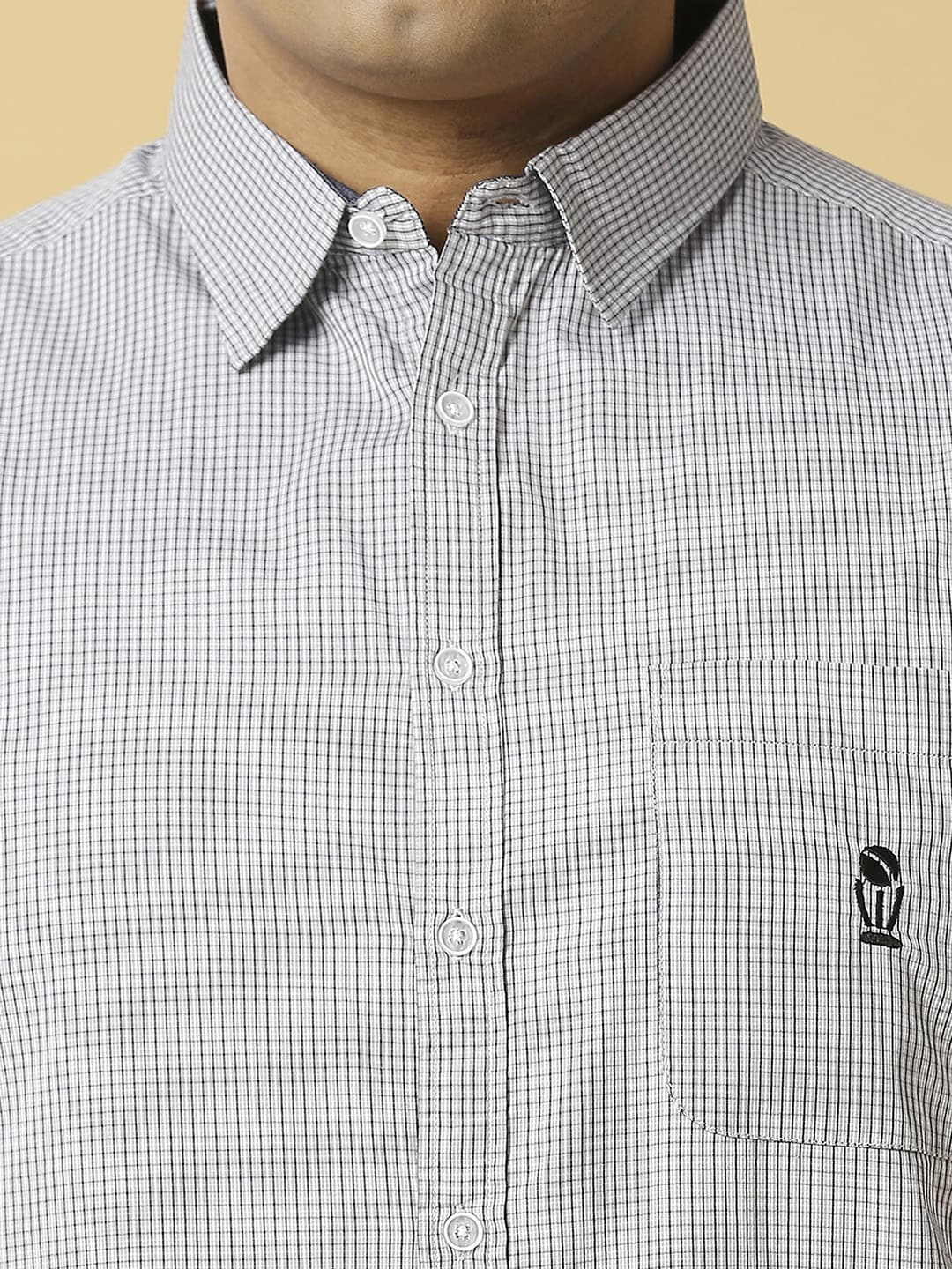 Thomas Scott Men Plus Size Classic Slim Fit Micro Checked Casual Cotton Shirt