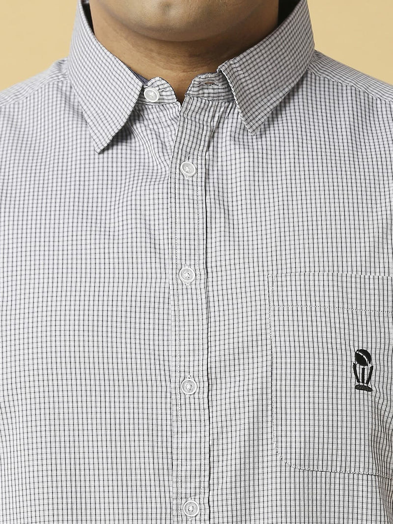 Thomas Scott Men Plus Size Classic Slim Fit Micro Checked Casual Cotton Shirt