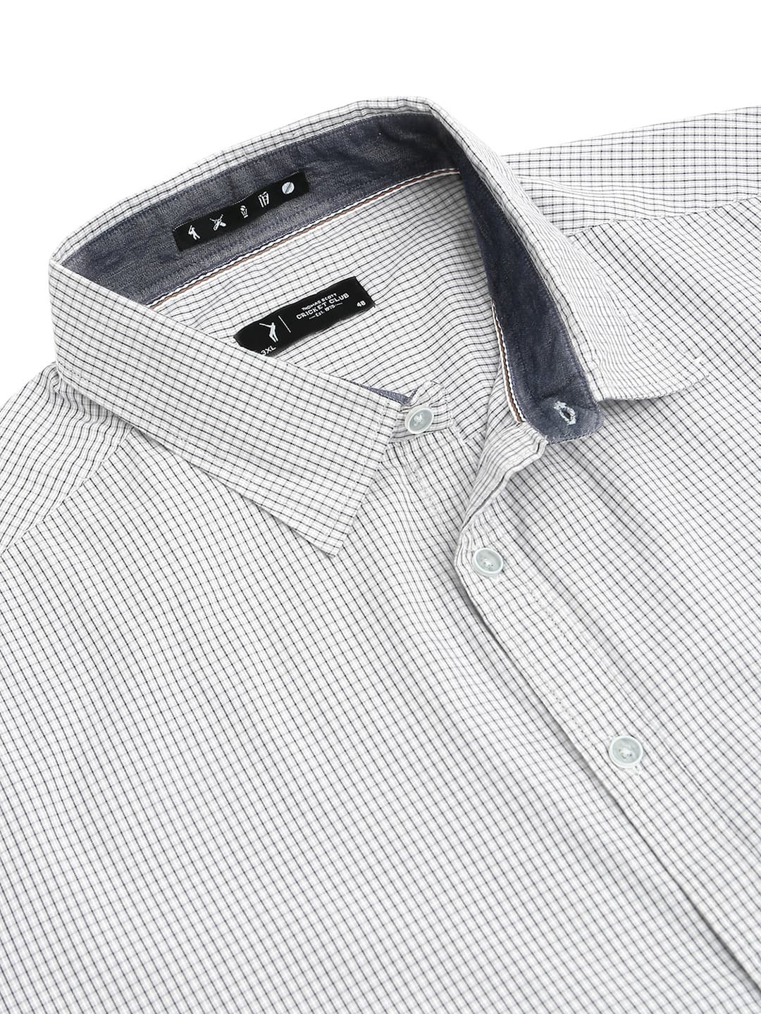 Thomas Scott Men Plus Size Classic Slim Fit Micro Checked Casual Cotton Shirt