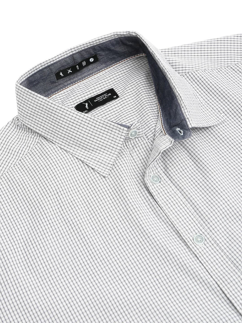 Thomas Scott Men Plus Size Classic Slim Fit Micro Checked Casual Cotton Shirt