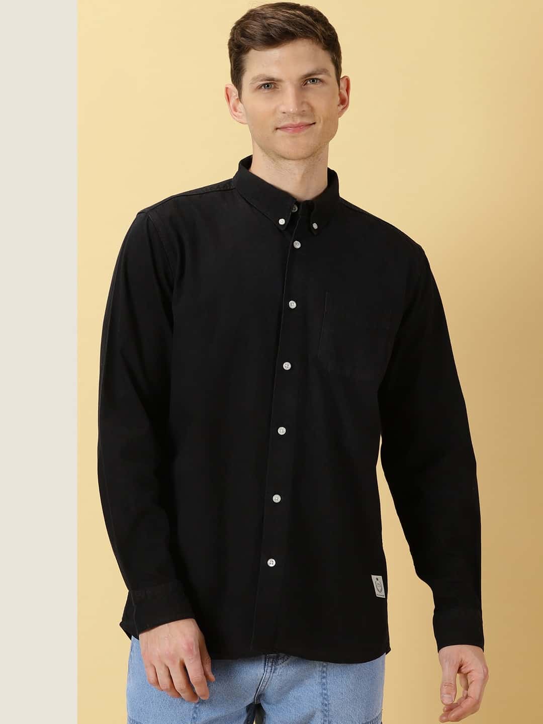 Thomas Scott Men Premium Slim Fit Button-Down Collar Twill Pure Cotton Casual Shirt