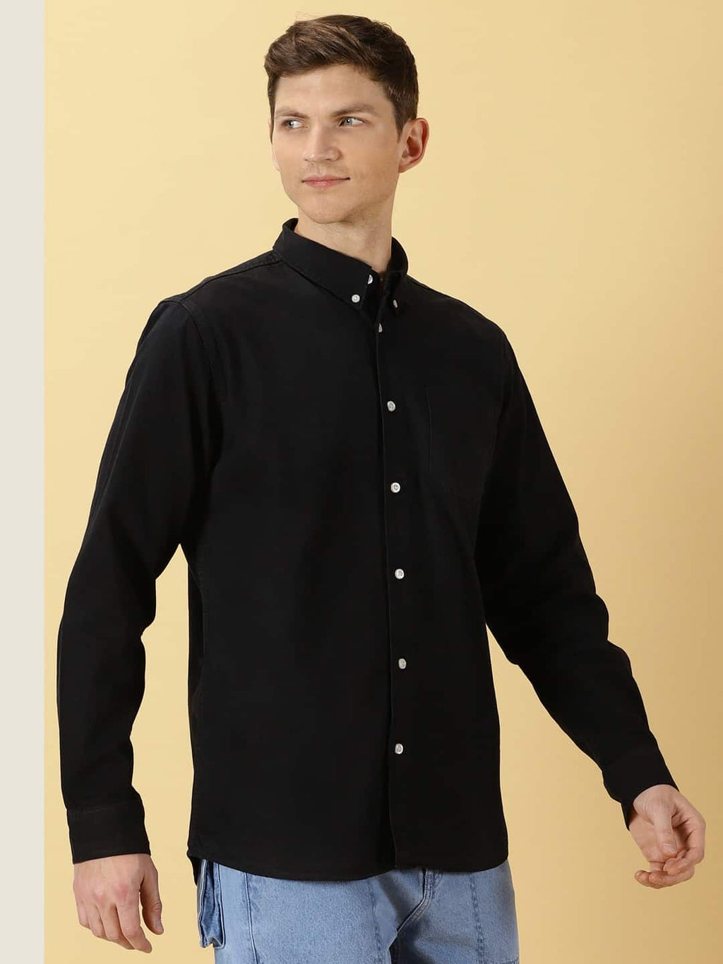 Thomas Scott Men Premium Slim Fit Button-Down Collar Twill Pure Cotton Casual Shirt