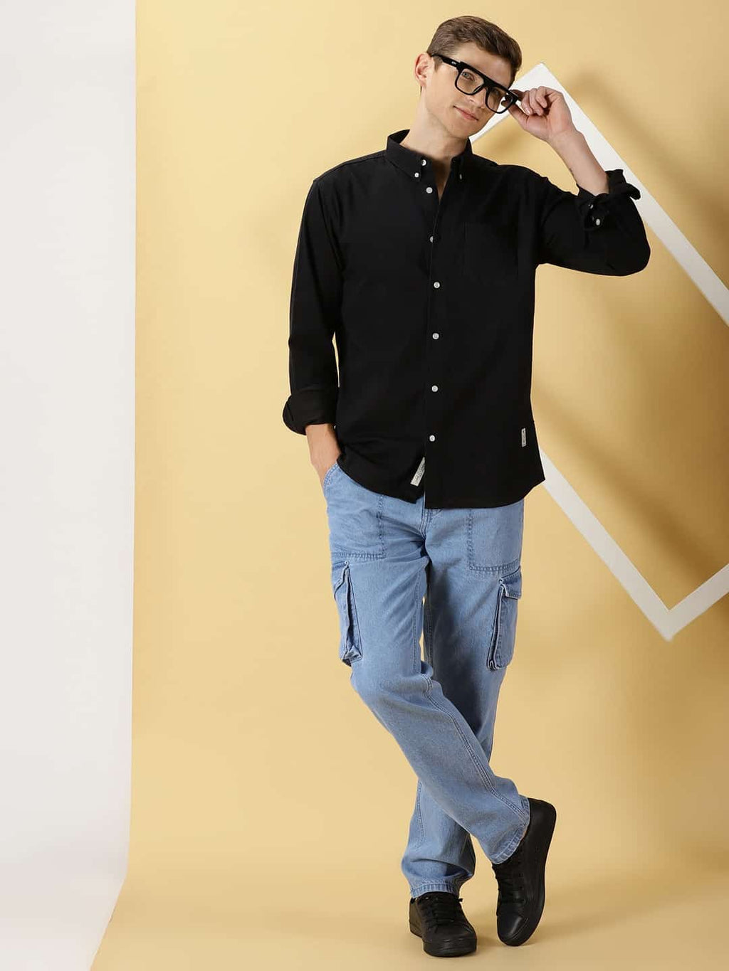 Thomas Scott Men Premium Slim Fit Button-Down Collar Twill Pure Cotton Casual Shirt