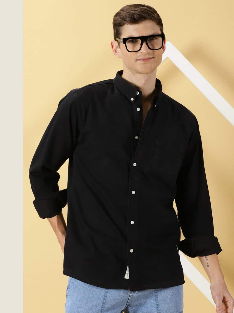 Thomas Scott Men Premium Slim Fit Button-Down Collar Twill Pure Cotton Casual Shirt