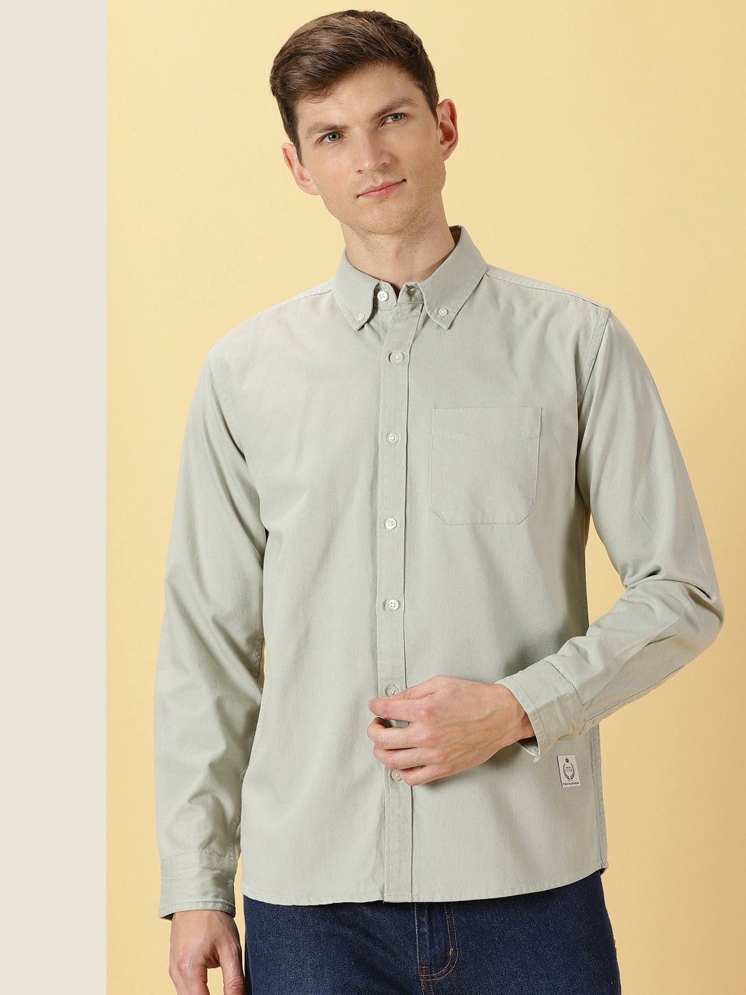 Thomas Scott Men Premium Button Down Collar Slim Fit Twill Pure Cotton Shirt