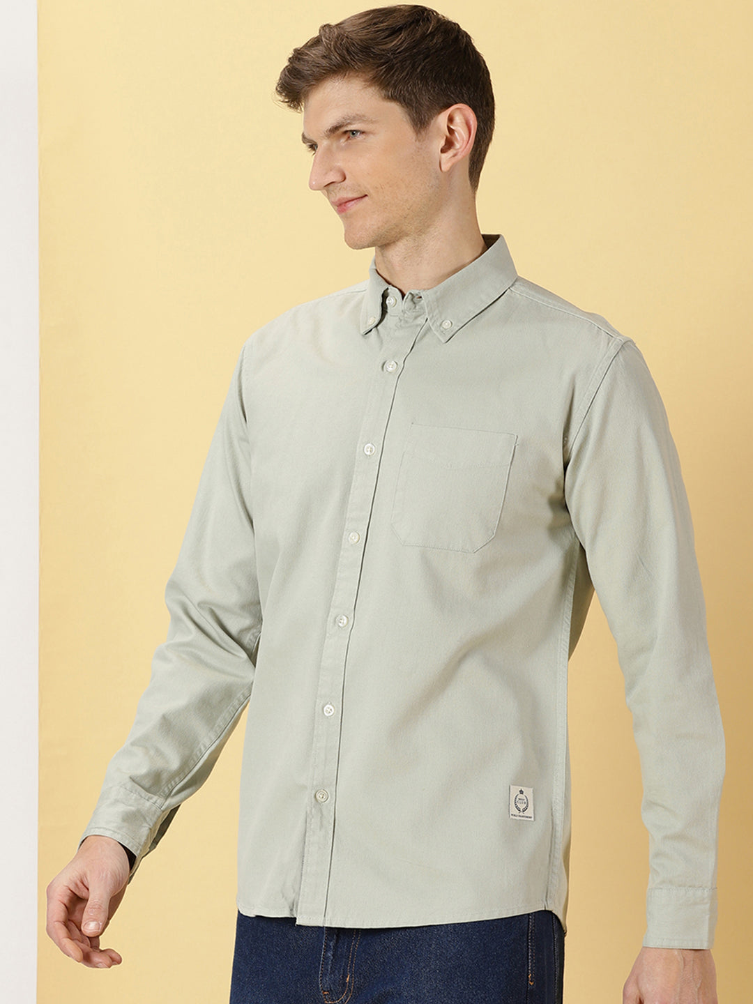 Thomas Scott Men Premium Button Down Collar Slim Fit Twill Pure Cotton Shirt