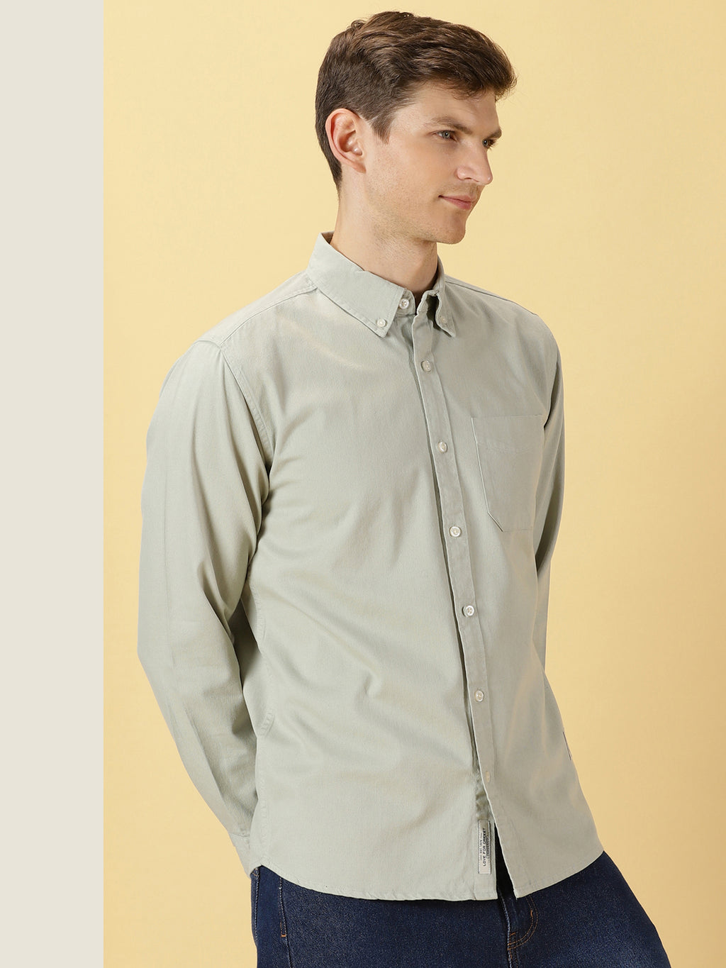 Thomas Scott Men Premium Button Down Collar Slim Fit Twill Pure Cotton Shirt