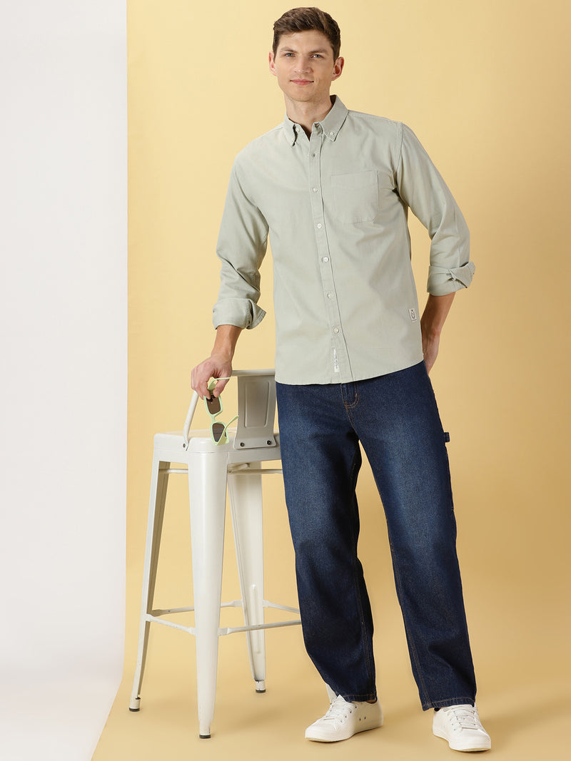 Thomas Scott Men Premium Button Down Collar Slim Fit Twill Pure Cotton Shirt
