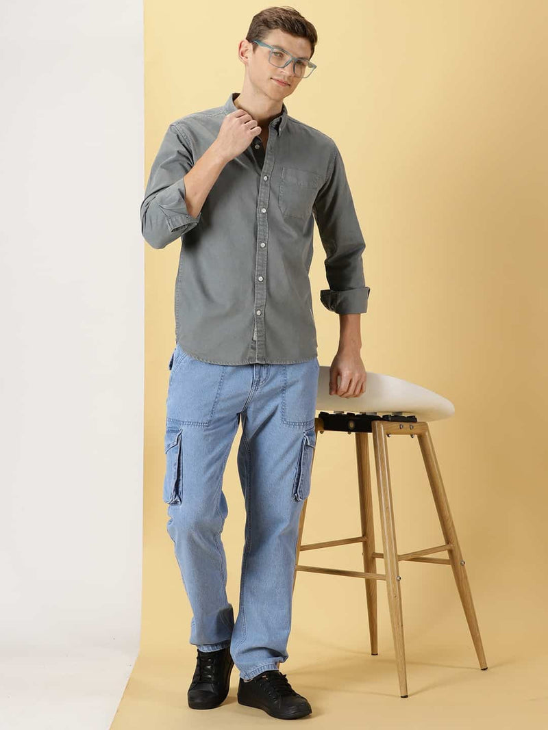 Thomas Scott Men Premium Slim Fit Twill Pure Cotton Casual Shirt