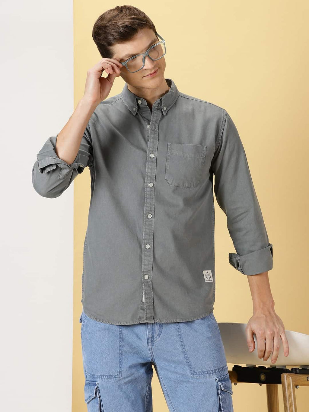 Thomas Scott Men Premium Slim Fit Twill Pure Cotton Casual Shirt