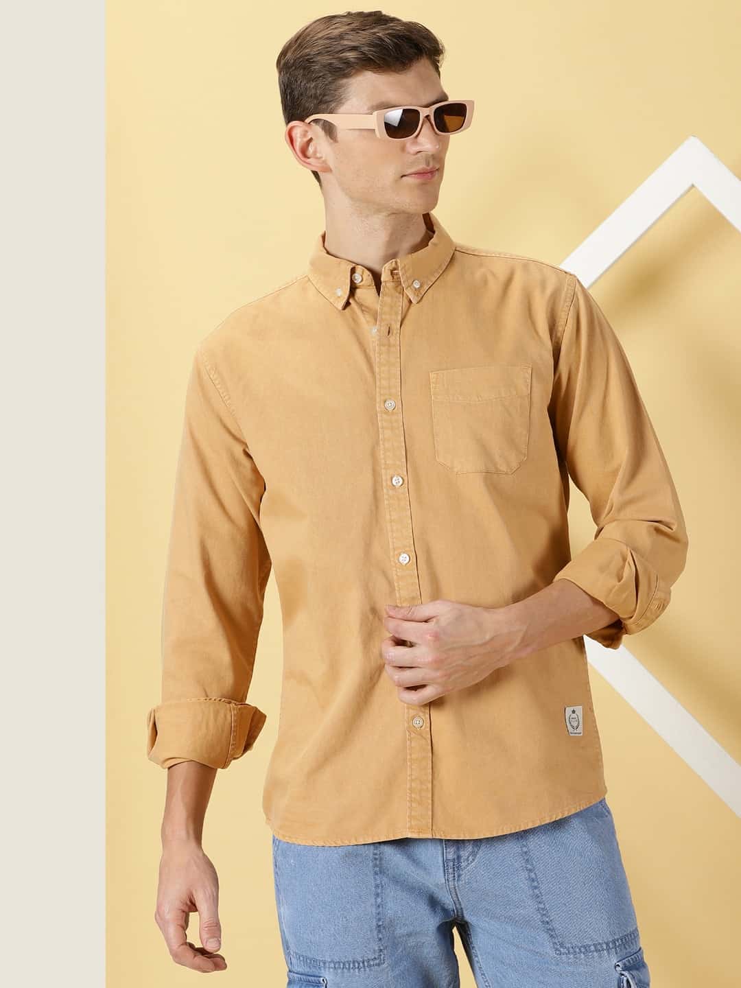 Thomas Scott Men Premium Button Down Collar Slim Fit Pure Cotton Shirt