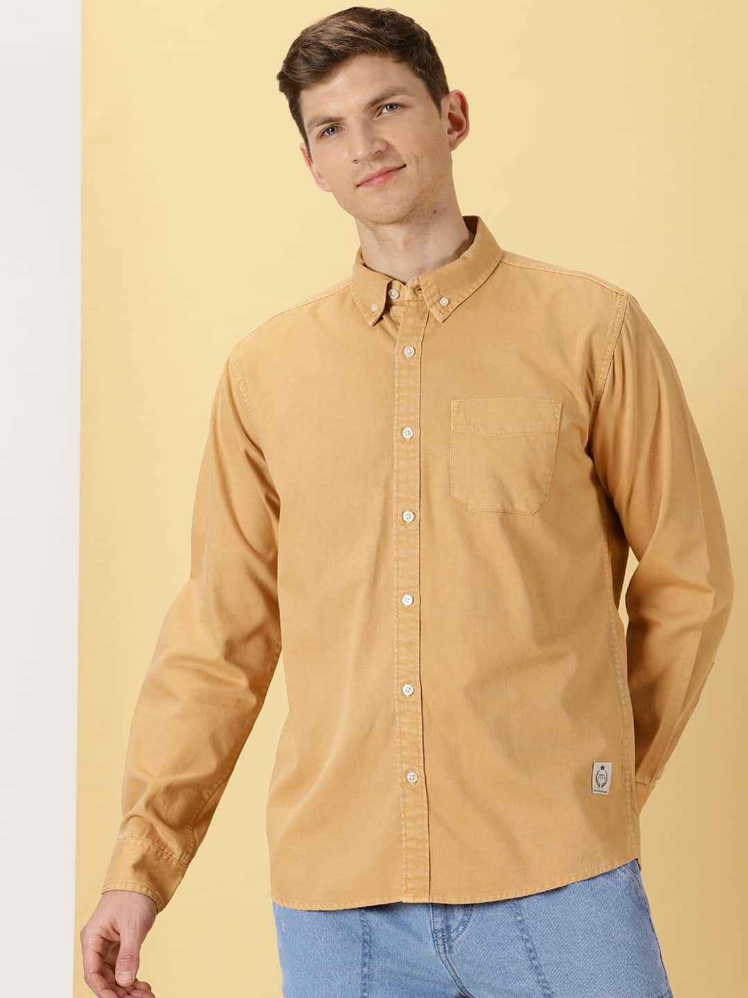 Thomas Scott Men Premium Button Down Collar Slim Fit Pure Cotton Shirt