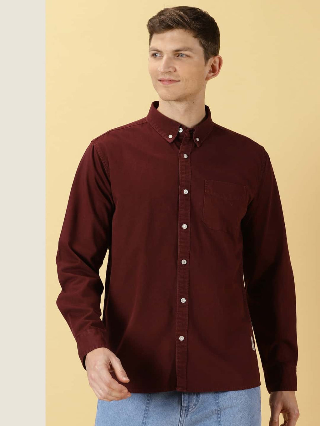 Thomas Scott Men Premium Slim Fit Button Down Collar Pure Cotton Casual Shirt