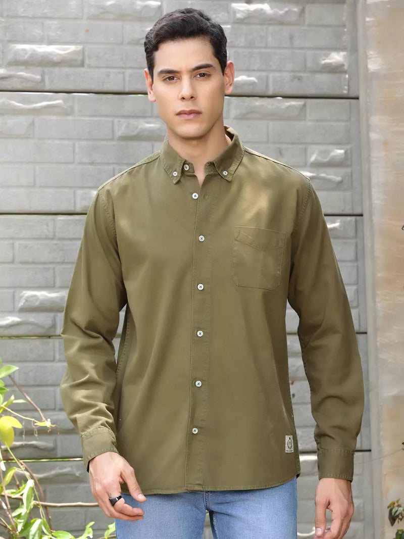 Thomas Scott Men Premium Slim Fit Button-Down Collar Casual Shirt
