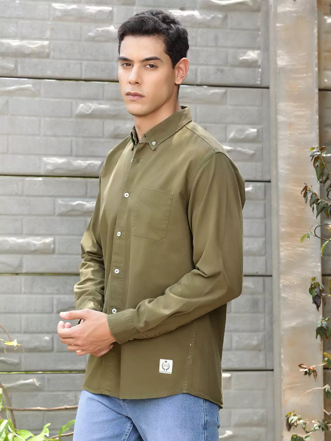 Thomas Scott Men Premium Slim Fit Button-Down Collar Casual Shirt
