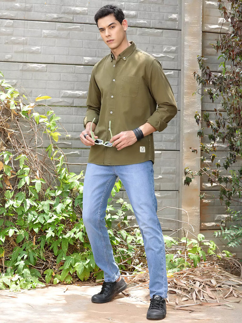 Thomas Scott Men Premium Slim Fit Button-Down Collar Casual Shirt