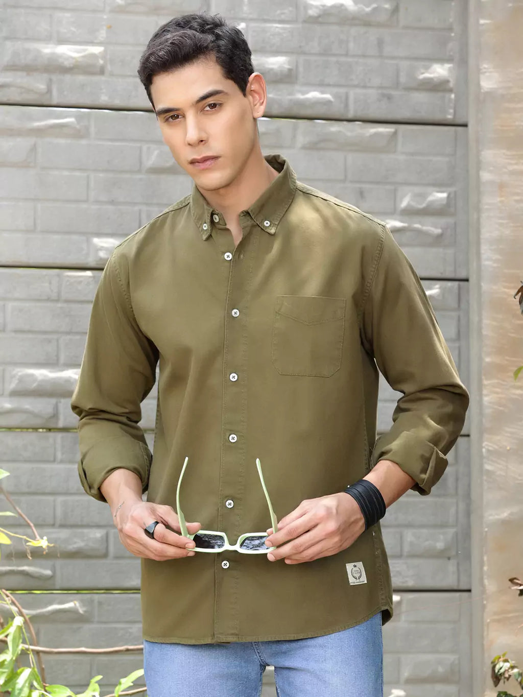 Thomas Scott Men Premium Slim Fit Button-Down Collar Casual Shirt