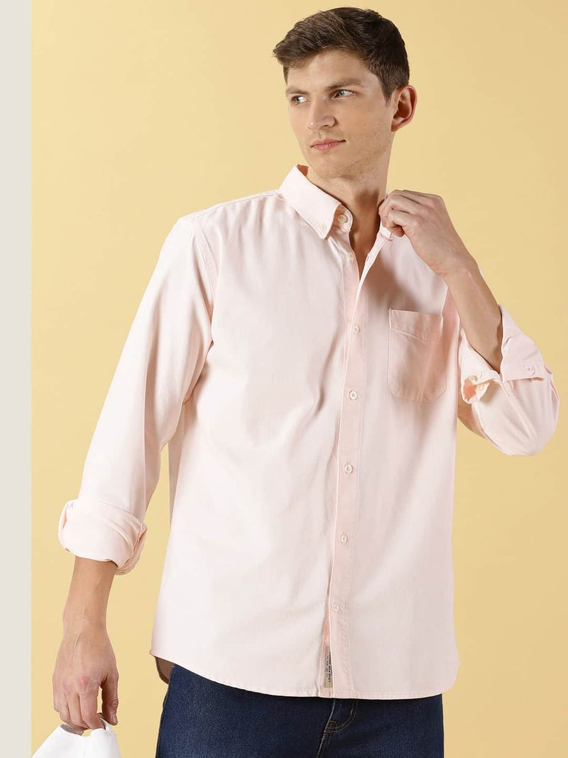 Thomas Scott Men Premium Slim Fit Pure Cotton Twill Casual Shirt