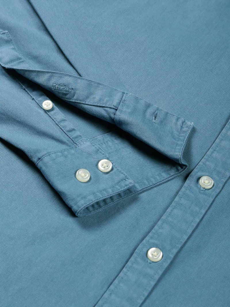 Thomas Scott Men Premium Slim Fit Button-Down Collar Twill Casual Pure Cotton Shirt
