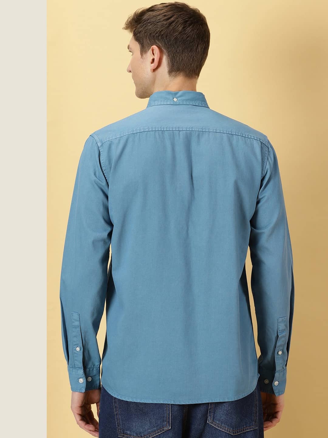 Thomas Scott Men Premium Slim Fit Button-Down Collar Twill Casual Pure Cotton Shirt