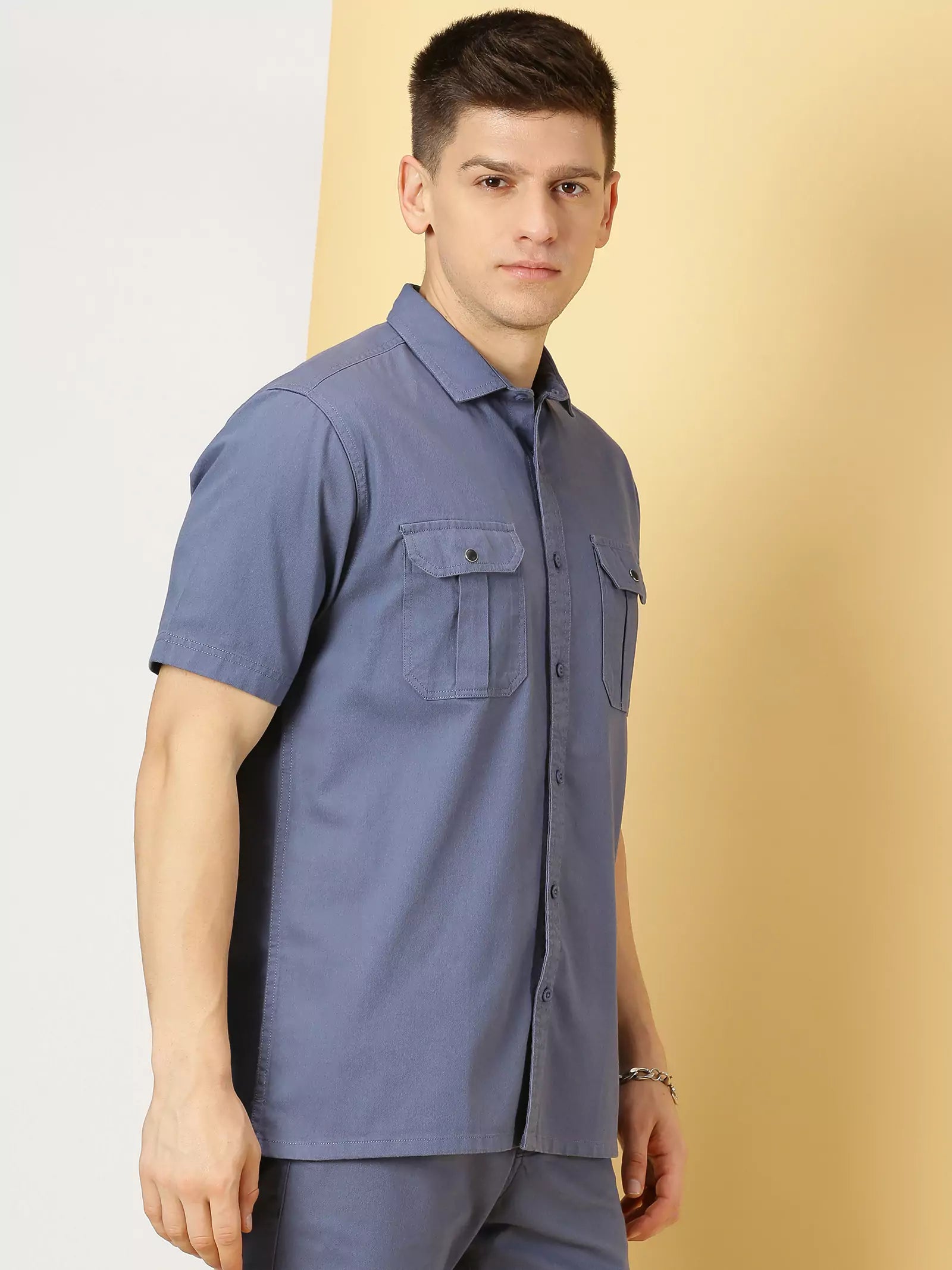 Thomas Scott Men Standard Spread Collar Cotton Oversized Casual Shirt