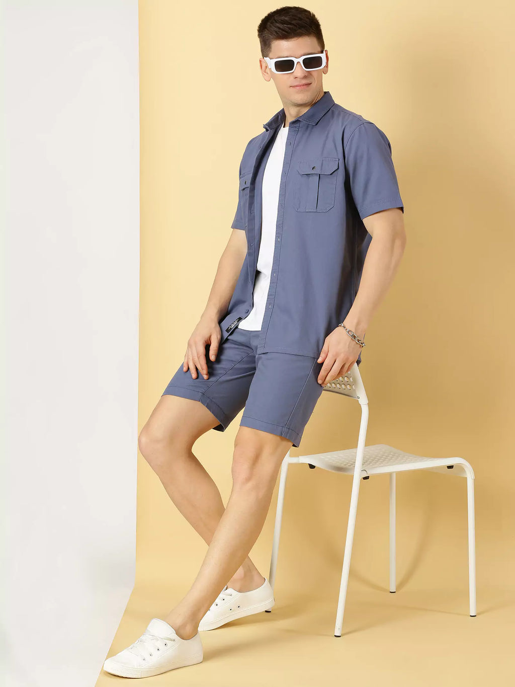 Thomas Scott Men Standard Spread Collar Cotton Oversized Casual Shirt