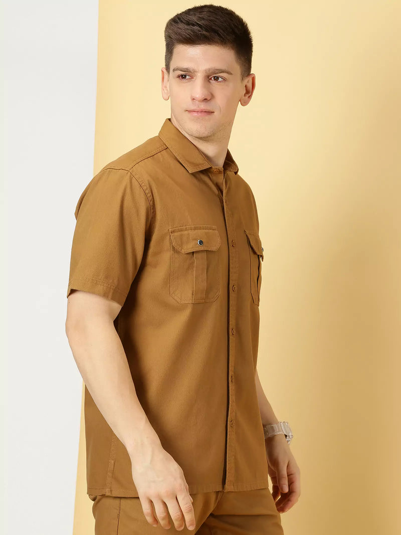 Thomas Scott Men Standard Spread Collar Cotton Oversized Casual Shirt