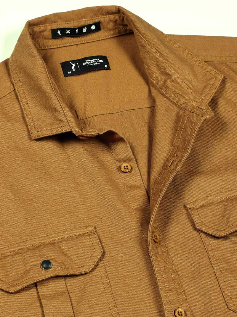 Thomas Scott Men Standard Spread Collar Cotton Oversized Casual Shirt