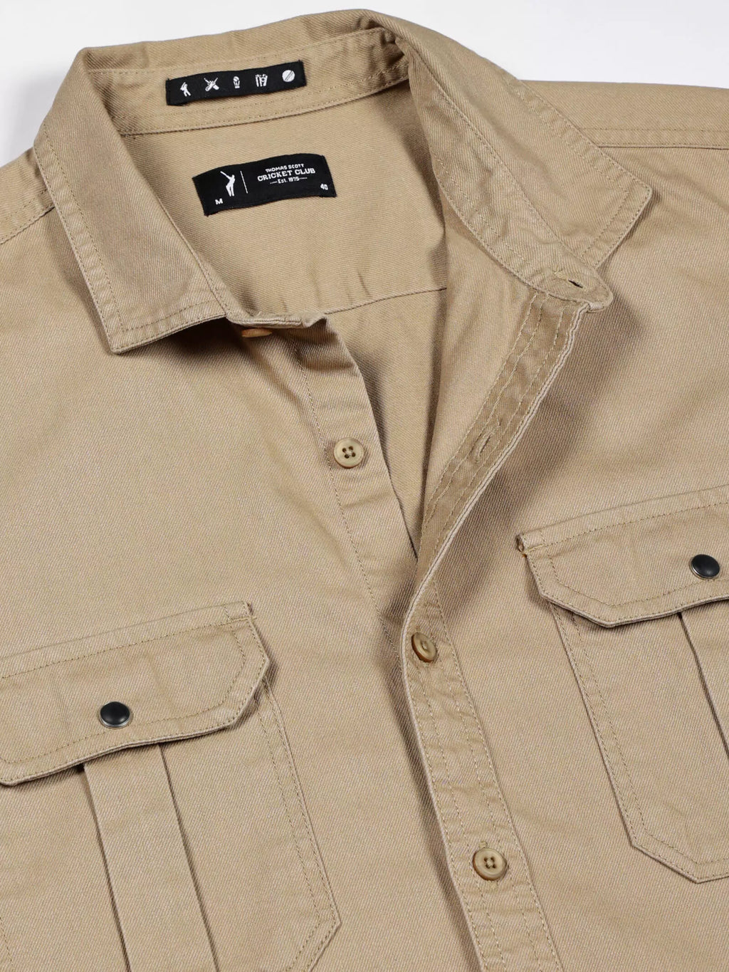 Thomas Scott Men Standard Oversized Twill Weave Pure Cotton Casual Shirt