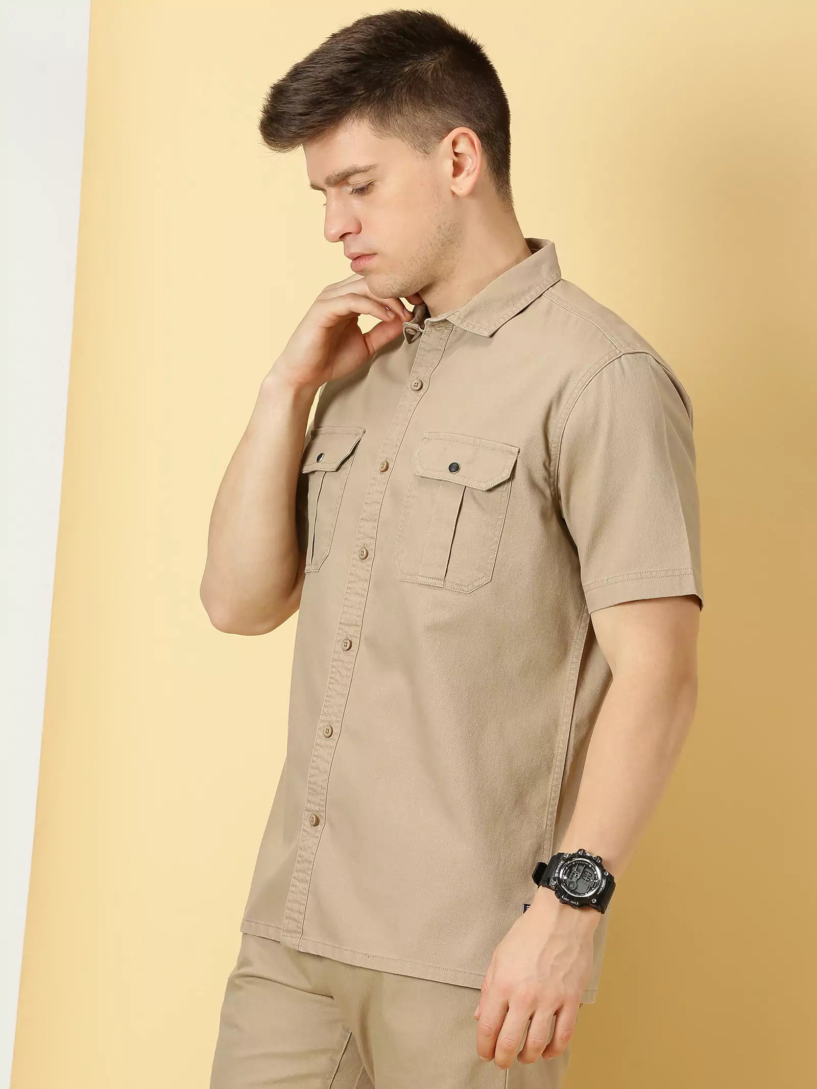 Thomas Scott Men Standard Oversized Twill Weave Pure Cotton Casual Shirt