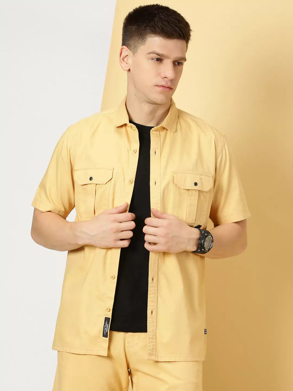 Thomas Scott Men Spread Collar Twill Weave Pure Cotton Casual Shacket