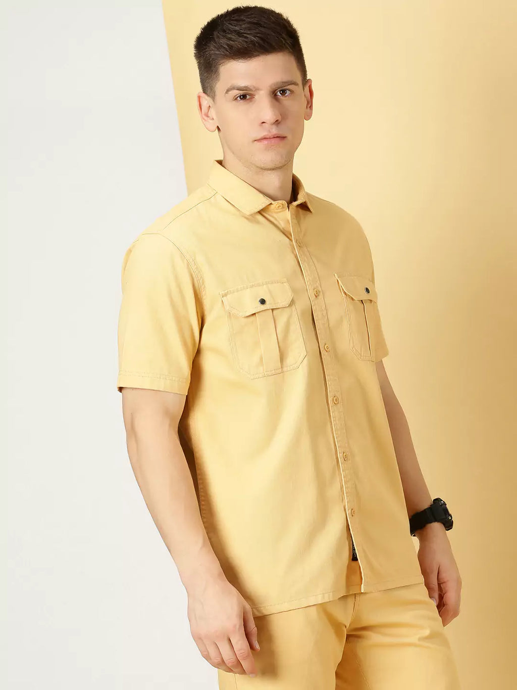 Thomas Scott Men Spread Collar Twill Weave Pure Cotton Casual Shacket