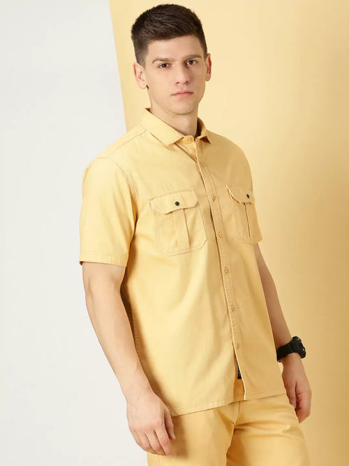 Thomas Scott Men Spread Collar Twill Weave Pure Cotton Casual Shacket