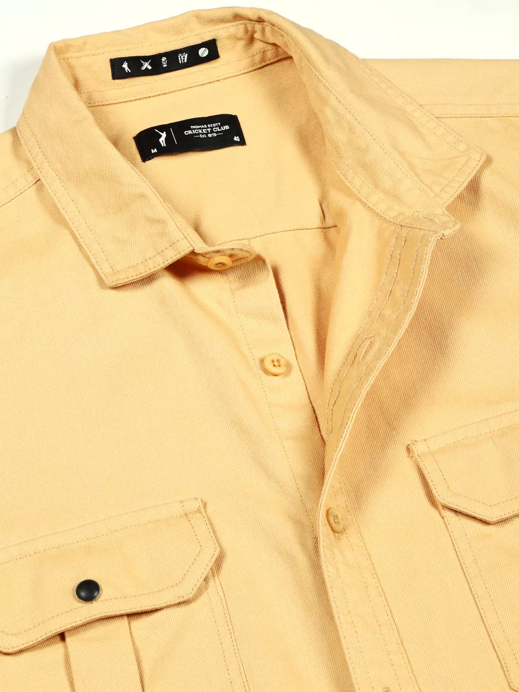 Thomas Scott Men Spread Collar Twill Weave Pure Cotton Casual Shacket