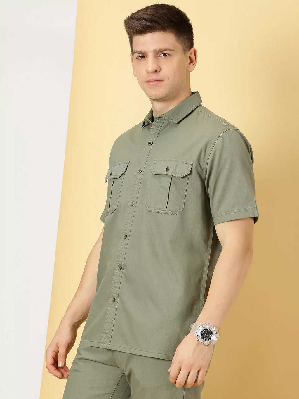 Thomas Scott Men Standard Oversized Twill Weave Pure Cotton Casual Shirt