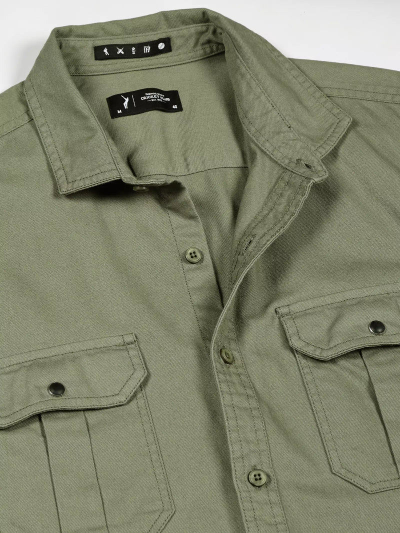 Thomas Scott Men Standard Oversized Twill Weave Pure Cotton Casual Shirt