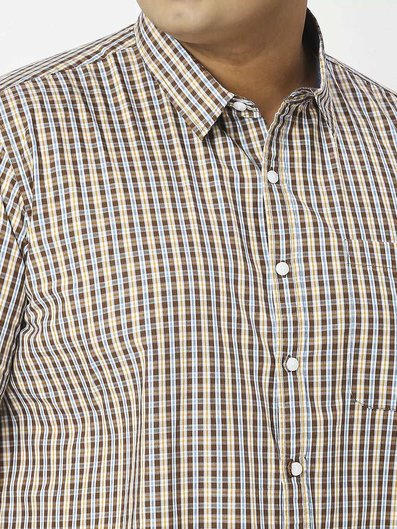 Thomas Scott Men Plus Size Premium Gingham Checked Pure Cotton Casual Shirt
