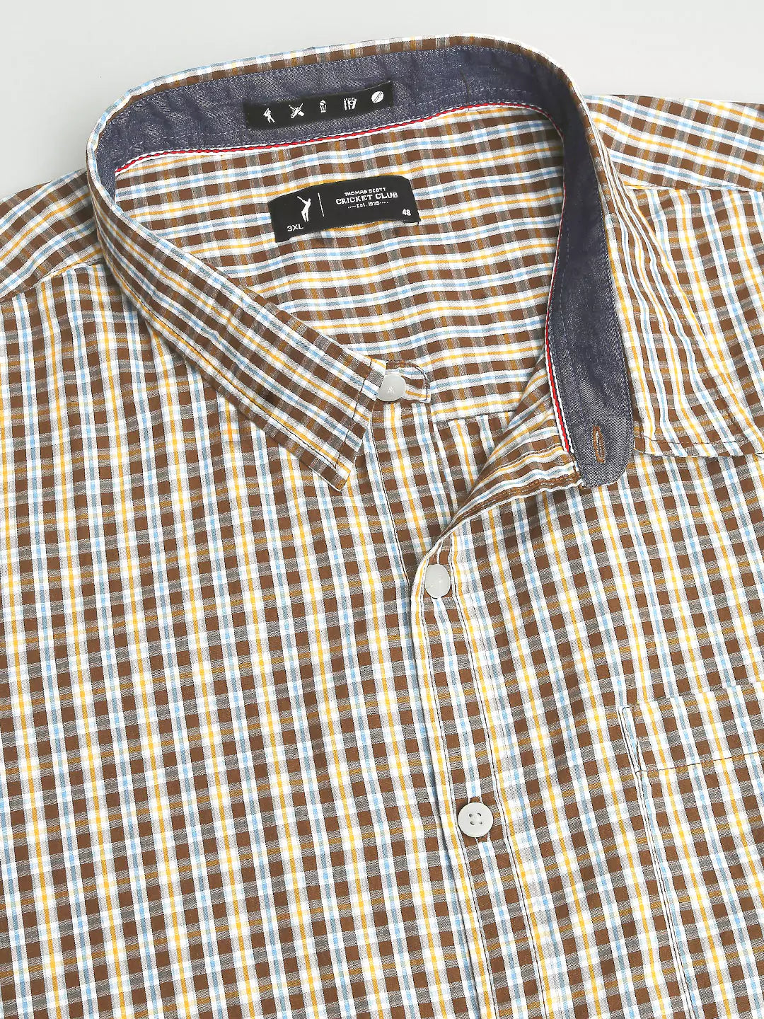 Thomas Scott Men Plus Size Premium Gingham Checked Pure Cotton Casual Shirt